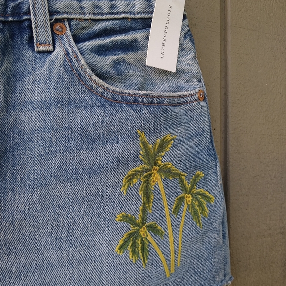 NWT Levi's 501 Palm Tree -Embroidered Shorts by Anthropologie x Levi's Size 28 - Picture 15 of 16